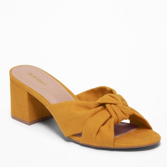 Old Navy Knotted Open Toe Mustard Heel Mule